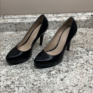 Nine West black leather heels. Size 5. Platform